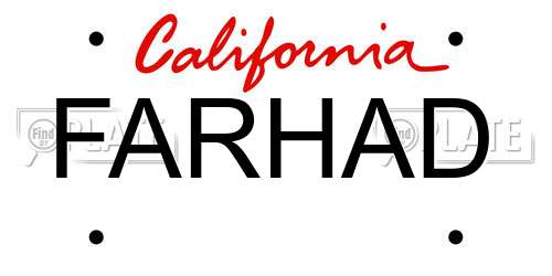 FARHAD California License Plate