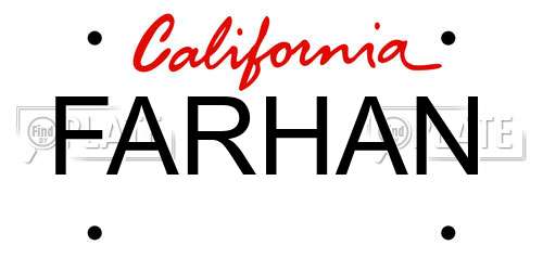 FARHAN California License Plate