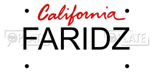 FARIDZ California License Plate