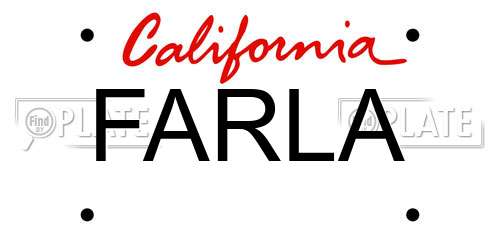 FARLA California License Plate