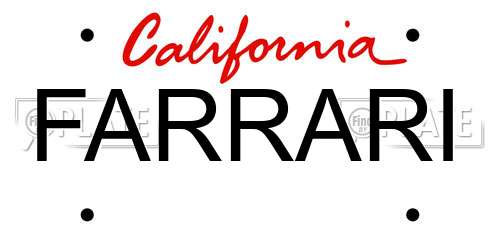 FARRARI California License Plate