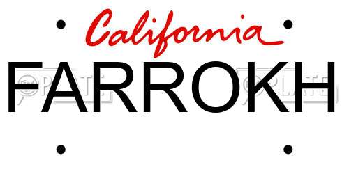 FARROKH California License Plate