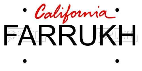 FARRUKH California License Plate
