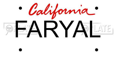 FARYAL California License Plate