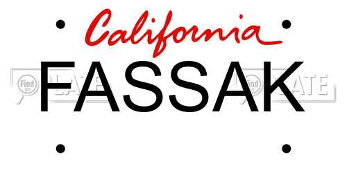 FASSAK California License Plate