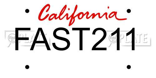 FAST211 California License Plate