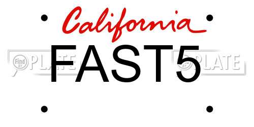 FAST5 California License Plate