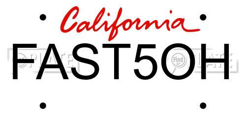 FAST5OH California License Plate