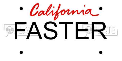 FASTER California License Plate