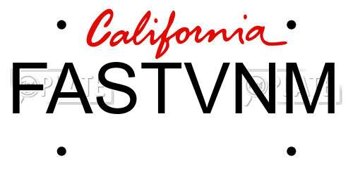 FASTVNM California License Plate