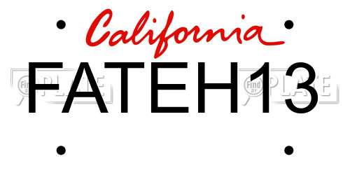 FATEH13 California License Plate