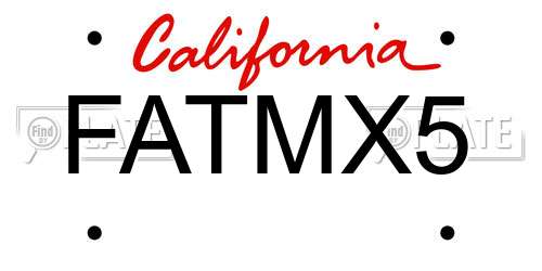 FATMX5 California License Plate