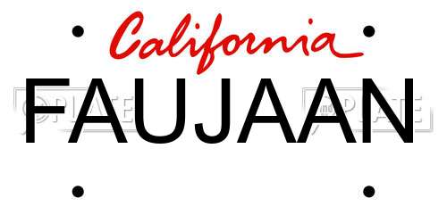 FAUJAAN California License Plate