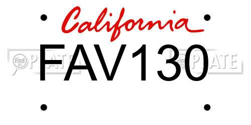FAV130 California License Plate