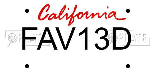 FAV13D California License Plate