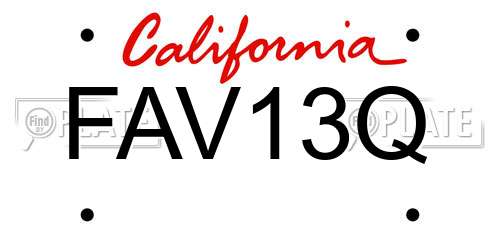 FAV13Q California License Plate