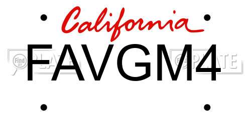FAVGM4 California License Plate