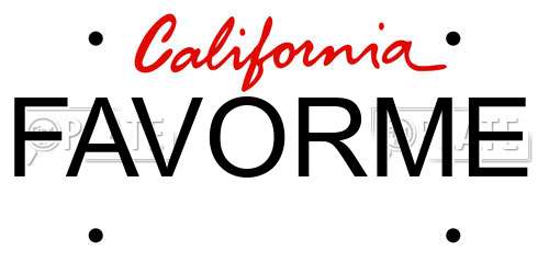 FAVORME California License Plate
