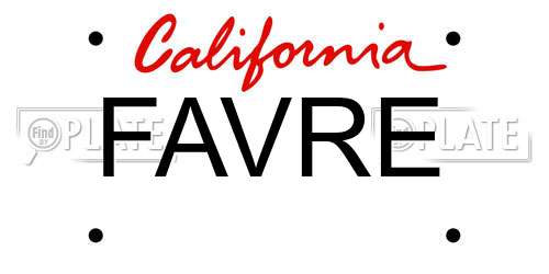 FAVRE California License Plate