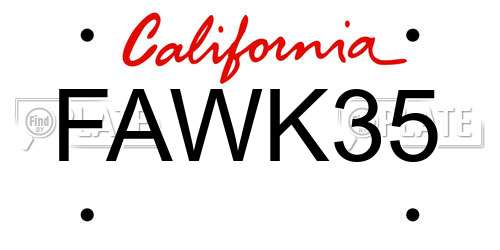 FAWK35 California License Plate