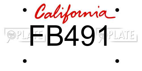 FB491 California License Plate