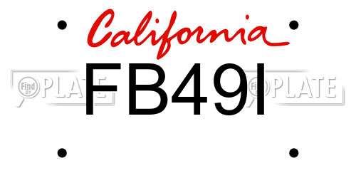 FB49I California License Plate