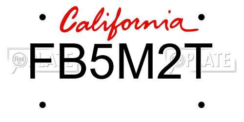 FB5M2T California License Plate