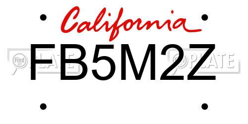 FB5M2Z California License Plate