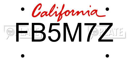 FB5M7Z California License Plate