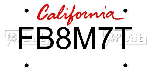 FB8M7T California License Plate
