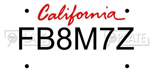 FB8M7Z California License Plate