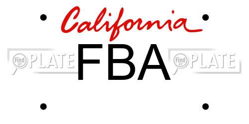 FBA California License Plate