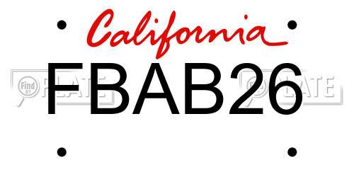 FBAB26 California License Plate