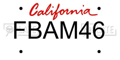 FBAM46 California License Plate