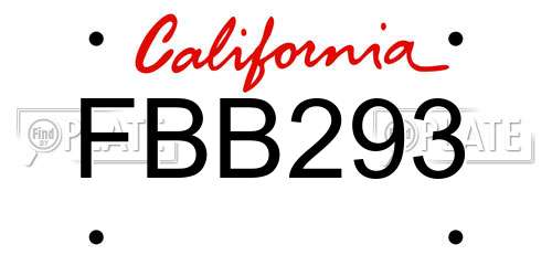 FBB293 California License Plate