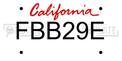 FBB29E California License Plate