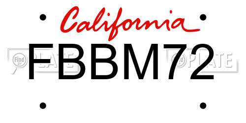 FBBM72 California License Plate