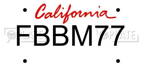 FBBM77 California License Plate