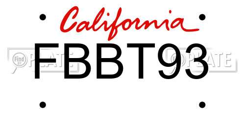 FBBT93 California License Plate