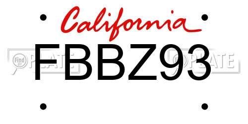 FBBZ93 California License Plate