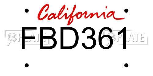 FBD361 California License Plate
