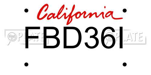 FBD36I California License Plate