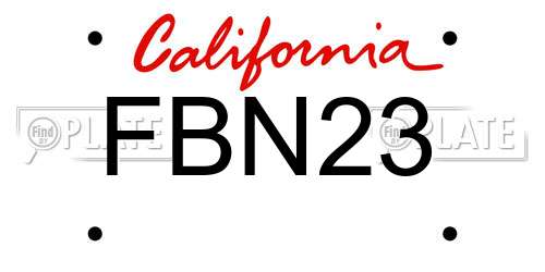 FBN23 California License Plate