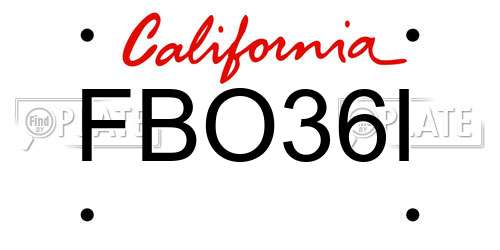 FBO36I California License Plate