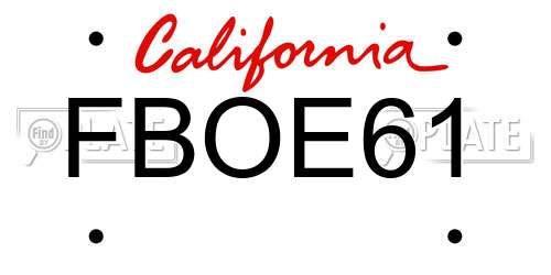FBOE61 California License Plate