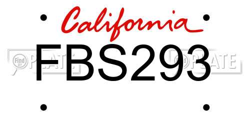 FBS293 California License Plate