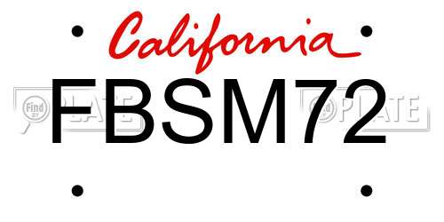 FBSM72 California License Plate