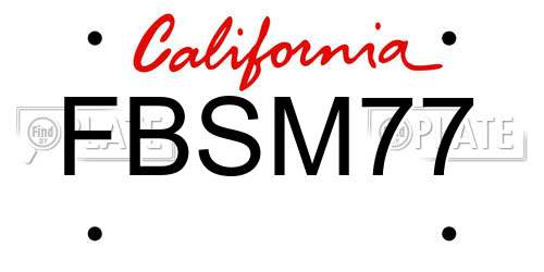 FBSM77 California License Plate