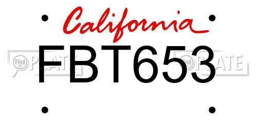 FBT653 California License Plate