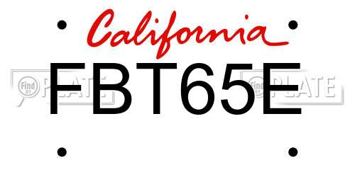 FBT65E California License Plate